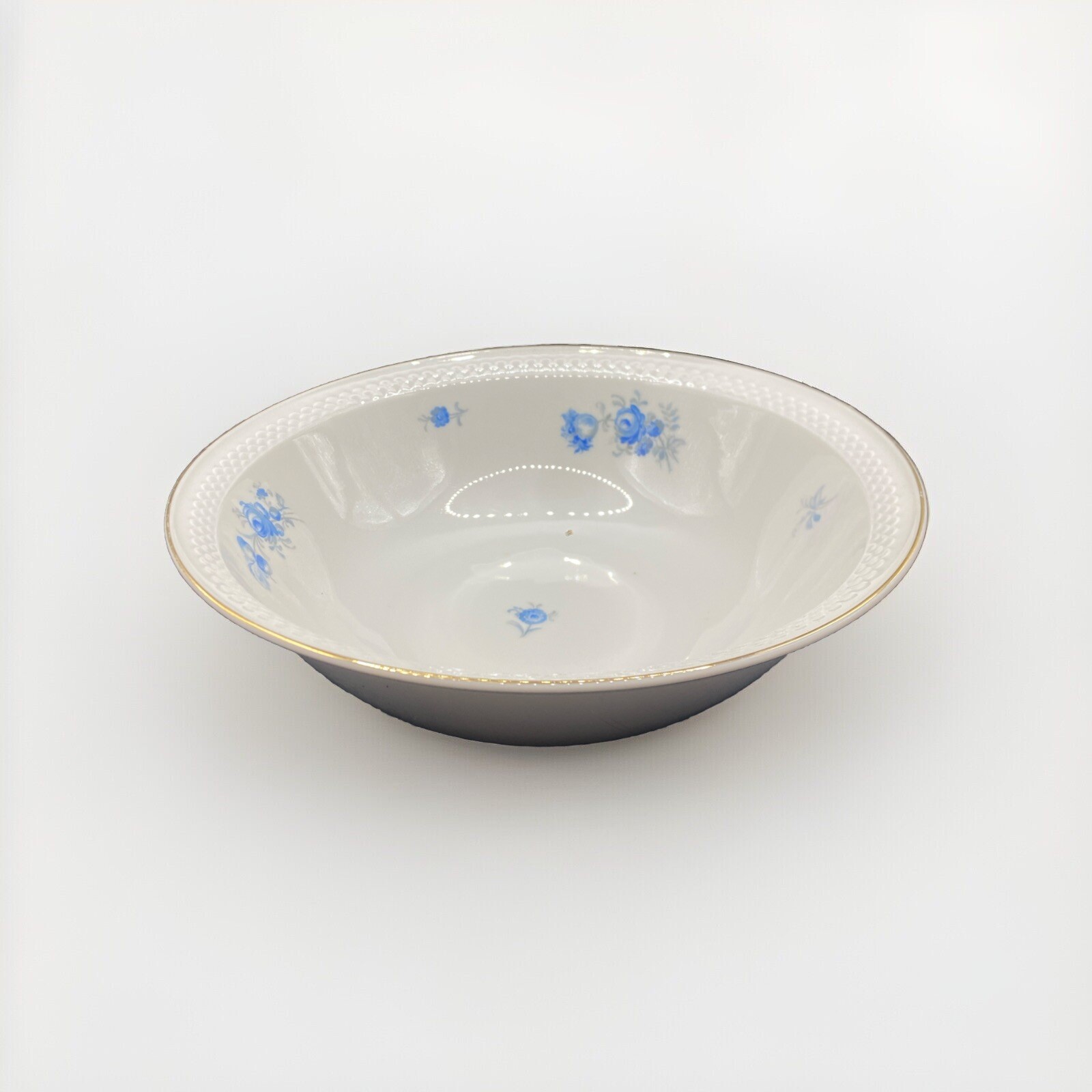 THOMAS BAVARIA Pasta Serving Bowl Ivory Scalloped Blue Roses w/ Gold Trim RARE