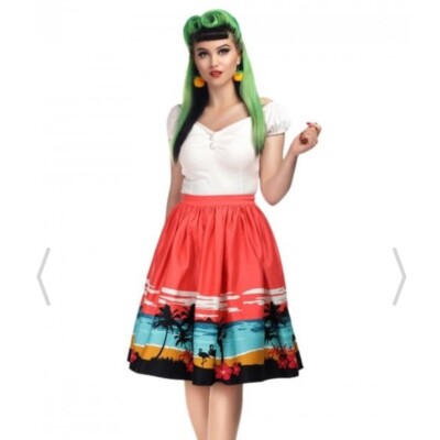NEW Collectif Modcloth Jasmine Aloha landcape summer skirt NWOT