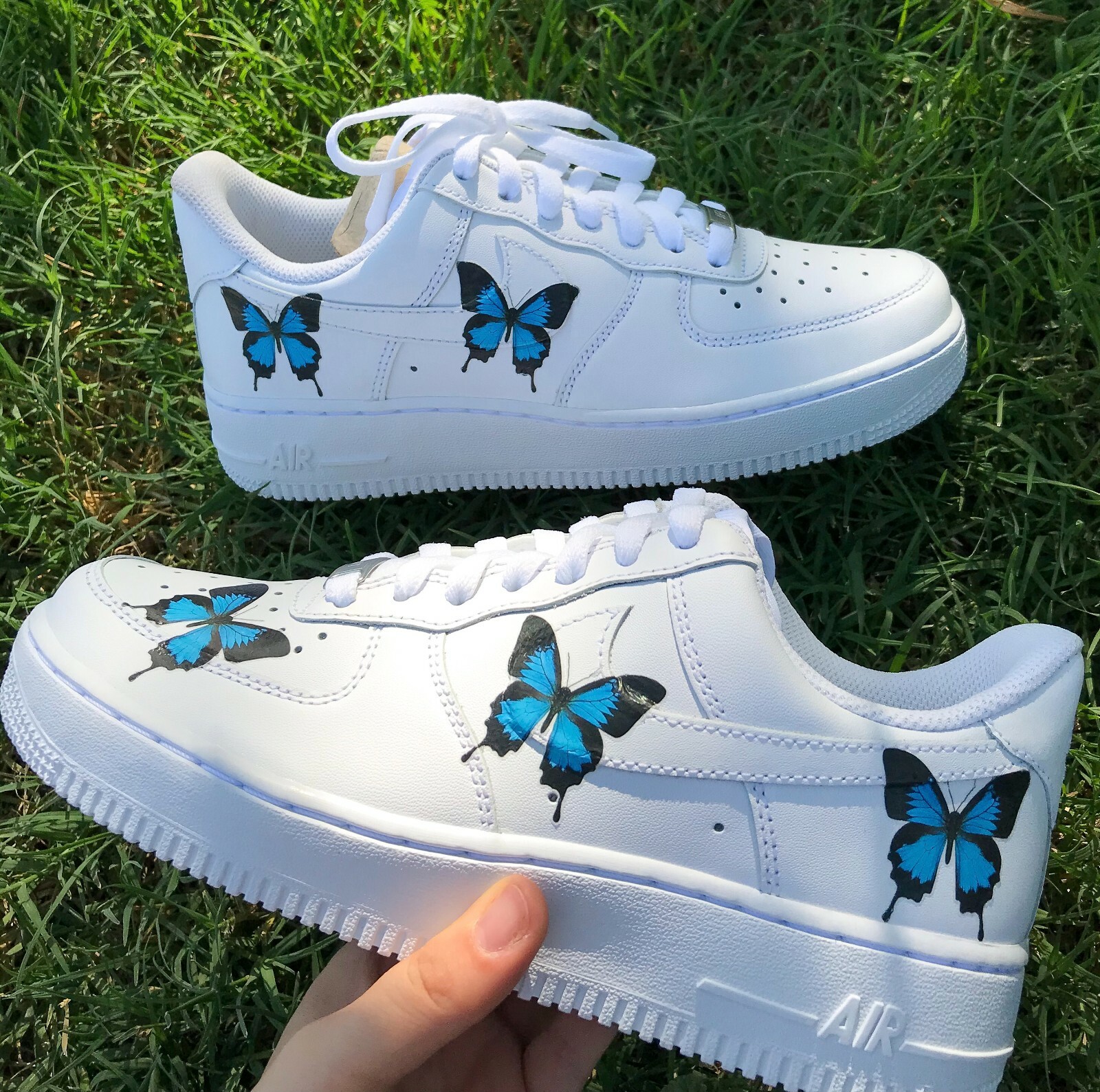 🦋 Nike Air Force 1 Low Blue Medium Butterfly Design White Custom all  sizes🦋 | eBay