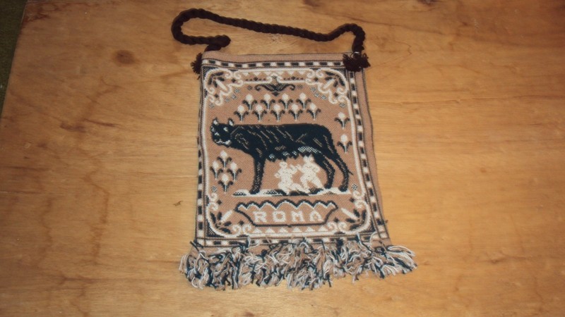 Old Souvenir Carry Pouch Roma S. Pietro Fabric 