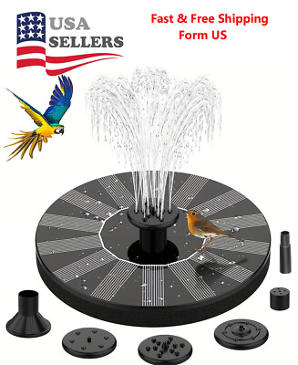 #ad Solar Power Bird Bath Fountain Pump Upgrade 1.4W Solar Fountain with 4 Nozzle $10.89