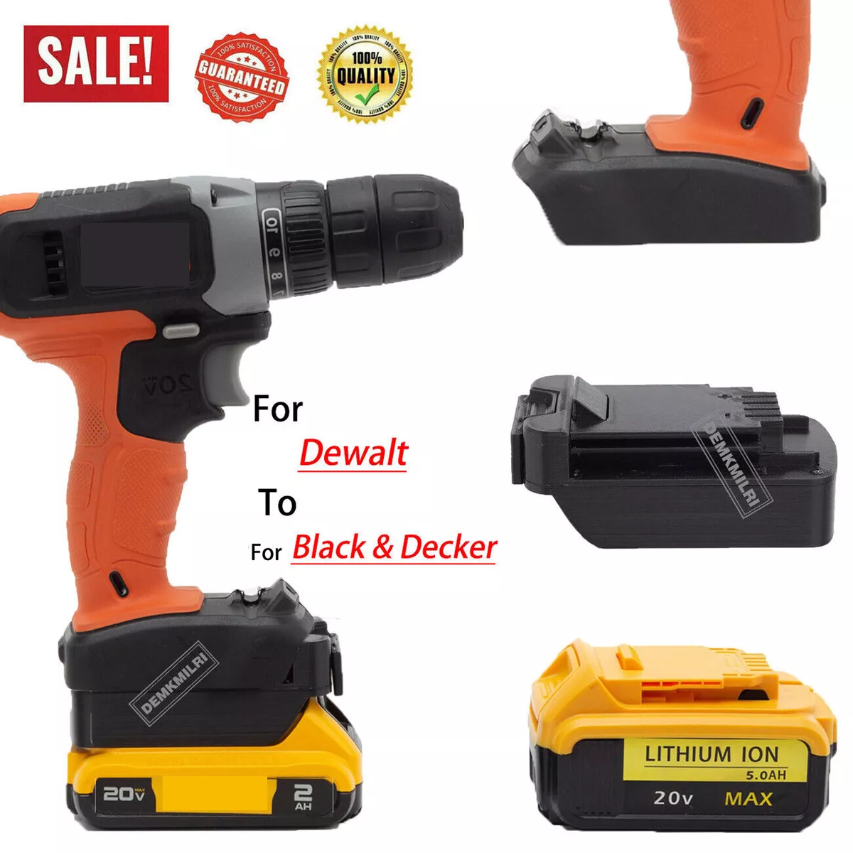 NEW Adapter For Dewalt 20V MAX Li-Ion Battery For Black & Decker 20V  Tools