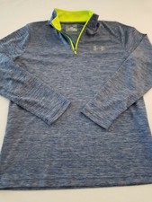 Boys YOUTH LARGE LOOSE HEAT GEAR Under Armour GRAY 1/4 Zip POLY Pullover