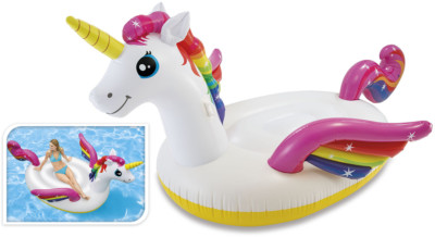 Intex aufblasbares riesiges Einhorn 2 Personen Reiten am Strand Spielzeug Schwimmbad schwimmen  
