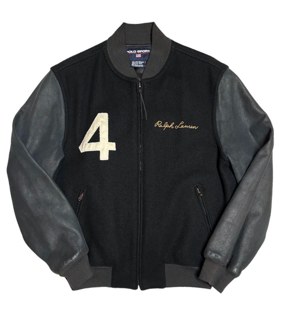 Rare 90s Polo Sport Ralph Lauren Leather Varsity Jacket (L