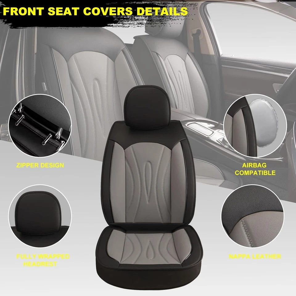 Front Car Seat Covers 2-Piece Set Fit for Mitsubishi Mirage 2015-2025 PU Leather - Image 2 of 4