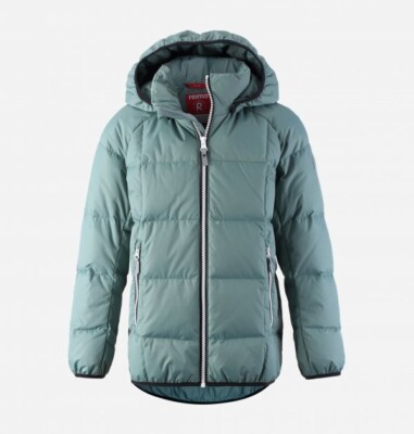 Reima Jord Down Jacket Unisex Boys Girls 140 US 10 Hooded Zip Pockets