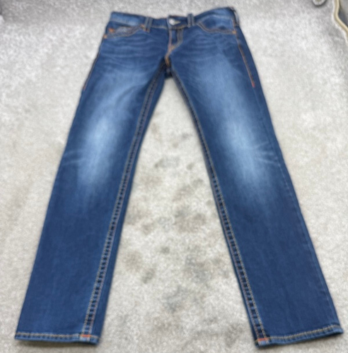 True Religion Geno Jeans Herren 32x33 Blau Denim Relaxed Slim Heavy Stitching
