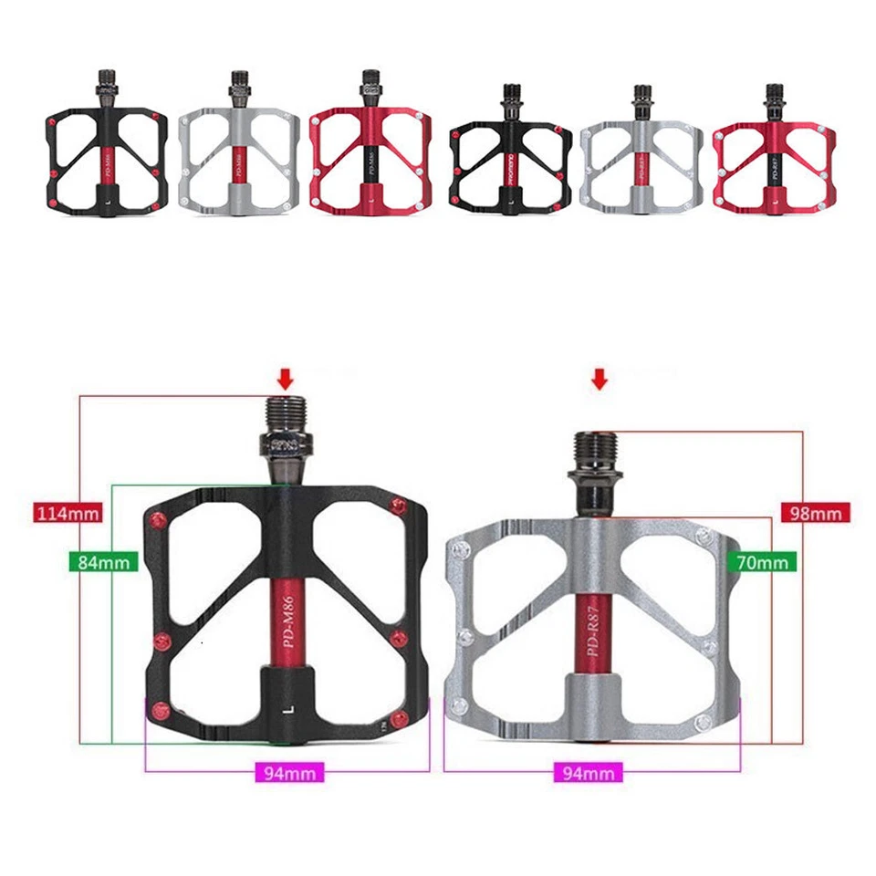Pedales de fibra de carbono ultraligeros 3 rodamientos aleación de metal para bicicleta de carretera MTB Foto 3 de 4