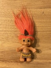 Vintage Russ 3" Indian Brave Native American Troll Doll Orange Hair