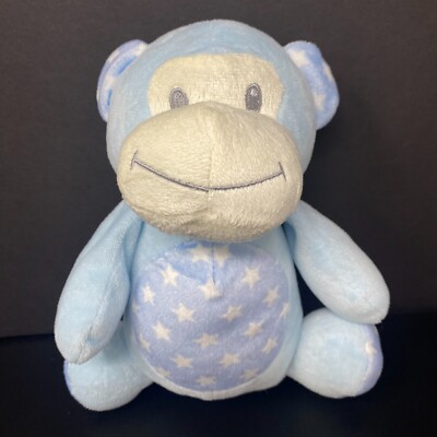 Little Mimos Blue Monkey Plush White Stars 8'' Stuffed Animal Snuggle Buddies Toy
