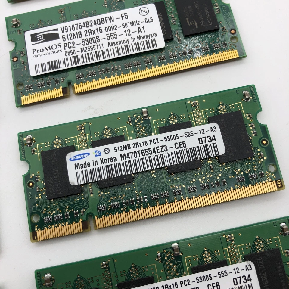 Lot 10 pcs 512MB PC2-5300s PC5300 DDR2 667Mhz 2Rx16 8 SoDimm 200pin Memory - Image 3 of 4