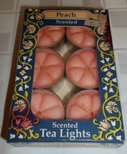 Candle-Lite VTG NOS 6 ct. Scented Tea Lights Candles Peach Scent Made in USA