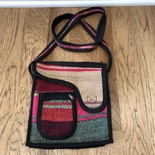 Peruvian Handwoven Boho Cross Body Purse with Front Zipper Pocket Shoulder Strap