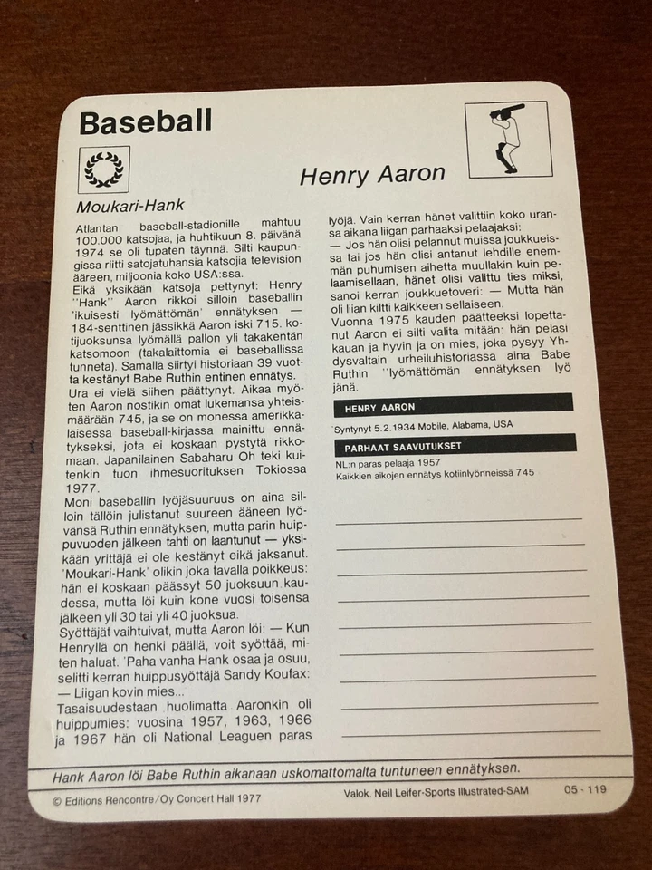 Casters esportivos Hank Aaron 1977-79 - Imagem 2 de 2