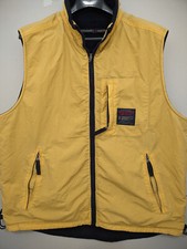 Abercrombie Fitch Vest Mens XL Yellow Black Reversible Zip Shell Fleece VTG Y2K