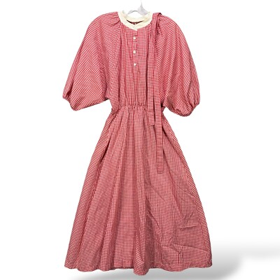 Vintage 70s Sears Gingham Print Dress Midi Long Belted Red Cottagecore Farm  S/M | eBay