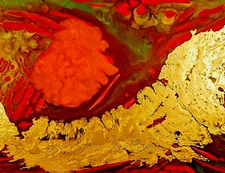 PAINTING, ENTITLED;'#2 VINTAGE SERIES',ACRYLIC,ENAMEL,GOLD PAINT,CANVAS,FREESHIP