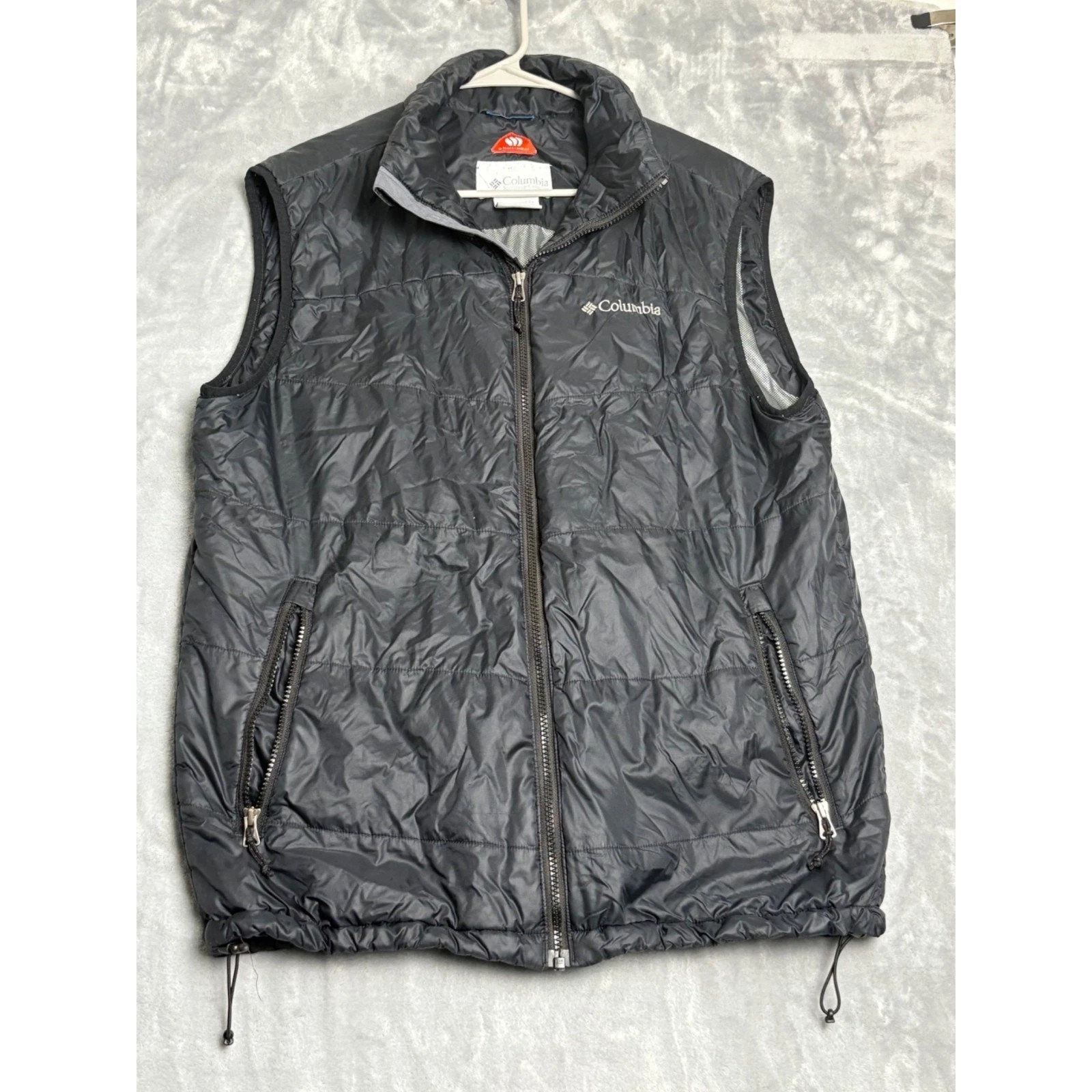 Columbia Mens L Black White Out Omni-Heat Thermal Technology Puffer Vest