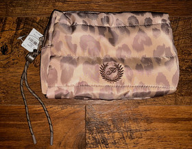 Victoria's Secret Pink 5" x 7.5" Leopard Quilted Puffer Zip Top Makeup Bag NWT