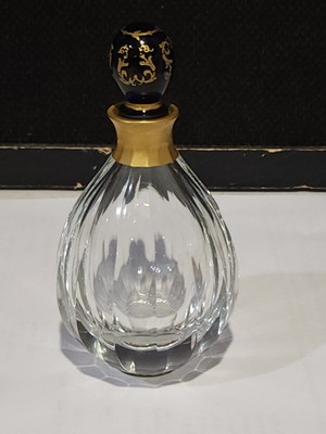 French Perfume Bottle Saint Louis Crystal Cobalt Stopper by Faberge