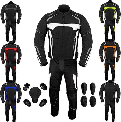 MOTORCYCLE CORDURA TEXTILE 2 PIECE SUIT TOURING WITH CE ARMOUR 100% WATERPROOF