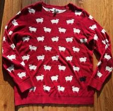 Princess Diana Black Sheep Sweater Red Charter Club Sz Medium M Jumper Pullover