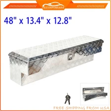 48" inch Silver Aluminum UTV Side Mount Truck Bed Tool Box w/ Lock Truck Trailer