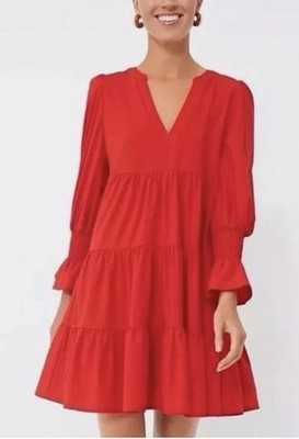Pomander Place Tuckernuck Red Crepe Kenzo Dress Valentine Tiered Flowy Preppy XS