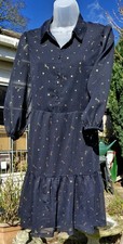 M&S Size 12  Stars Pattern Midnight Blue/Black Knee Length Lined Dress.