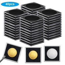 40PCS Coin Snap Holder Capsules Silver Dollar Storage Case 40mm w/ 5 Sizes Pads