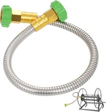 2ft Short Garden Hose with Female to Female Stainless Steel Leader Hose Connecto