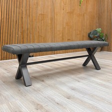 Furniture Village ‘Moon’ Dining Bench Grey Fabric 180cm