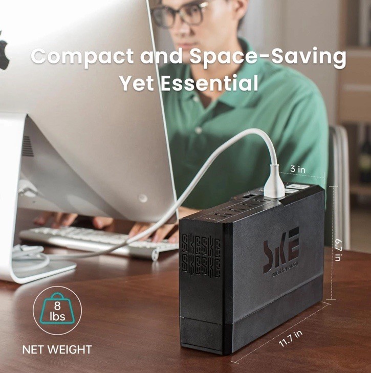 SKE Compact Size 425VA/240W UPS Battery Backup & Surge Protector for Computer