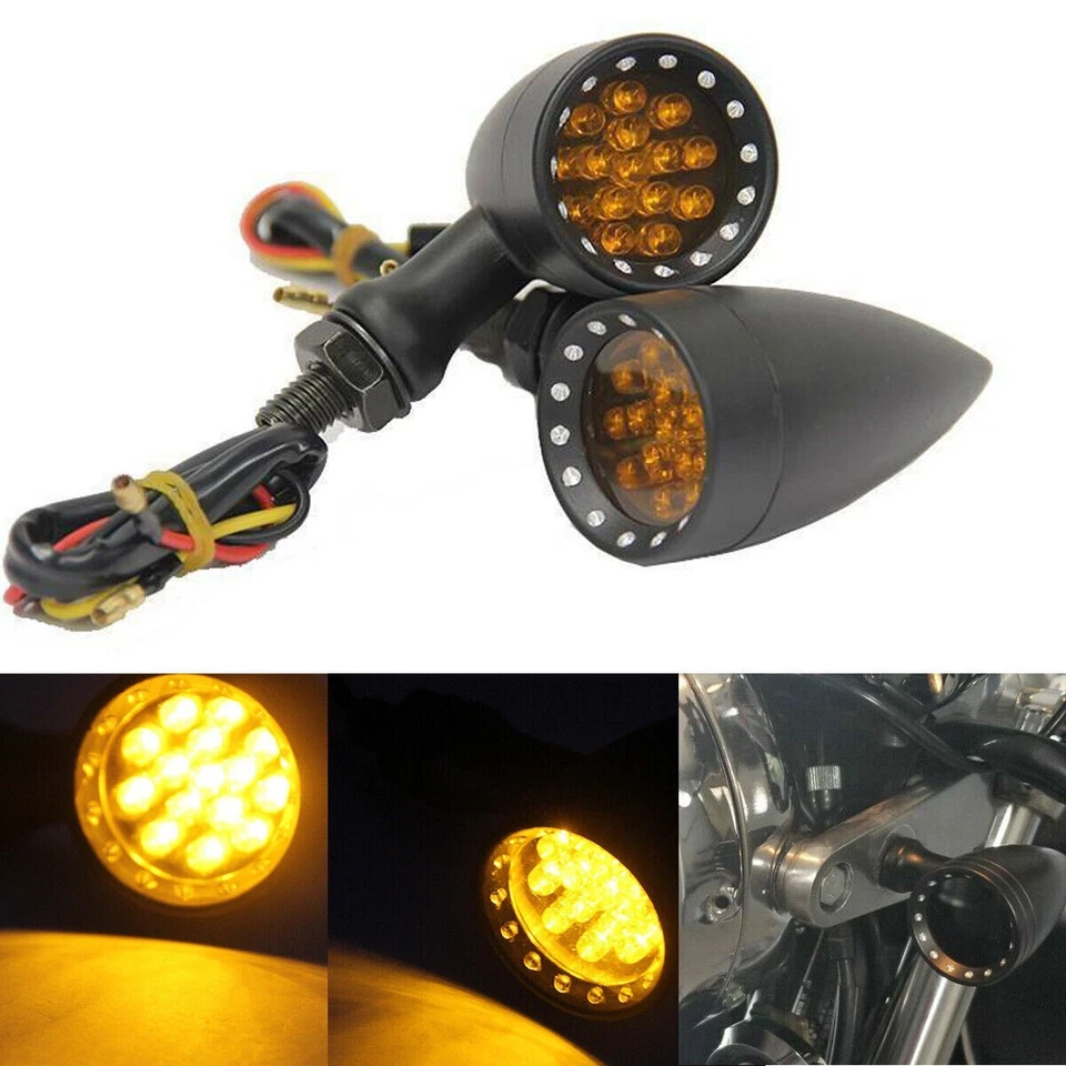 Luz de señal de giro LED bala para motocicleta Harley Honda Yamaha Suzuki Kawasaki Foto 2 de 4