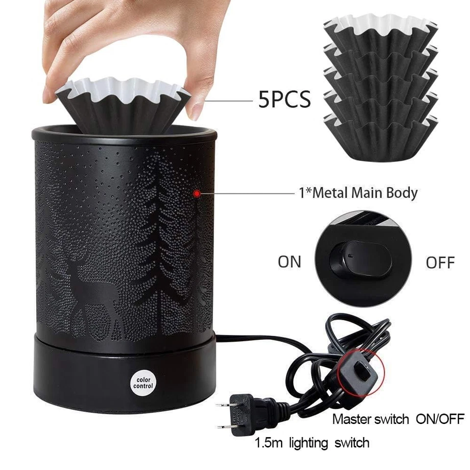 Hituiter Wax Melts Warmer 7 Colors Lighting Pine Forest Deer Design 6 Pc Set - Image 4 of 4