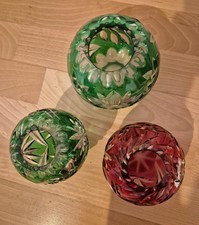 3er Set Tritschler Winterhalder Bleikristall Vasen;Überfangglas; Handgeschliffen