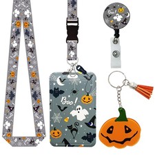 Retractable Lanyard with Breakaway Safety for ID Badges - Halloween Color Pum...