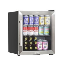 Baridi 50L Tabletop Drinks Fridge, Mini Beer Cooler, Glass Door, Stainless Steel