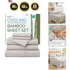 Cooling Bed Sheets Split King Size Rayon Bamboo Soft Luxury Bedding