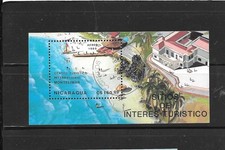 NICARAGUA SC#1764 1989 TOURISM BEACH SOUVENIR SHEET OLD TOPICAL STAMP
