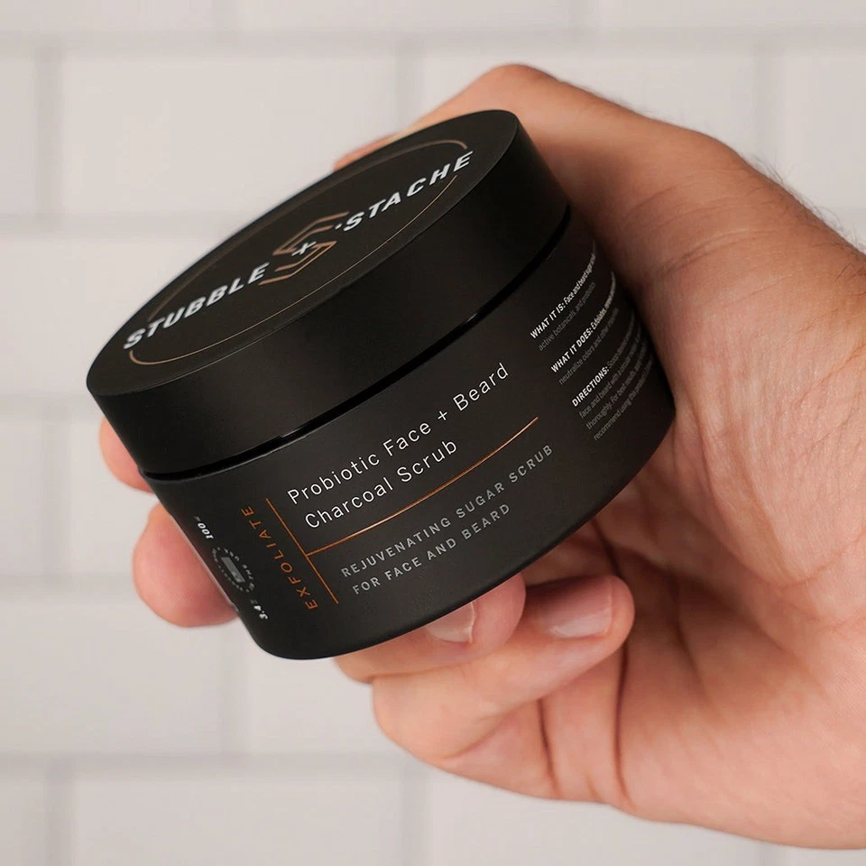 Beard &Face care Charcoal Sugar Scrub For Men Exfoliating Probiotic- 3.4 oz - Image 2 of 4