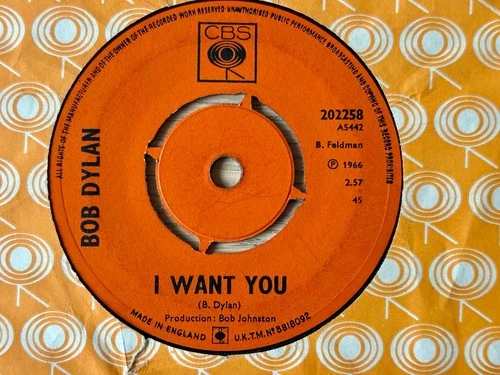 BOB DYLAN I WANT YOU 7" CBS (1966) VG+ FOLK POP ENGLAND