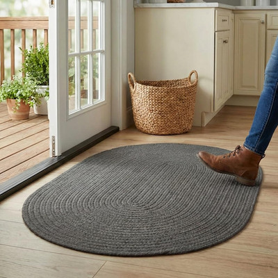 Super Area Rugs Gray Braided Rug Country Kitchen Braided Rugs - Durable
