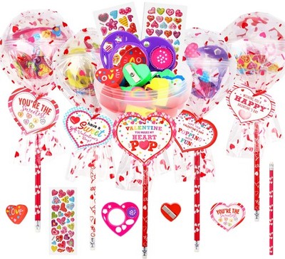 Valentine Classroom Exchange Gifts for Kids   28 Pack Lollipop-Shaped Station...