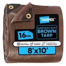 TARPEX - 16 Mil Brown Super Heavy Duty Poly Tarp 8' x 10'