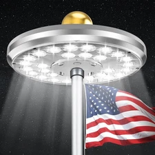 Flag Pole Light Solar Powered, 1600 Lumen 29 LED Extra Bright Silver Flagpole Li