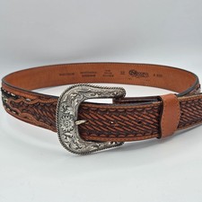 Vtg Nocona Brown Leather Hand Braided Horse Hair Western Belt A690 Size 32