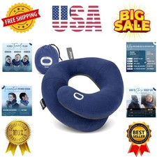 Travel Neck Pillow for Airplane   Patented Double Support for Head, Neck, and...