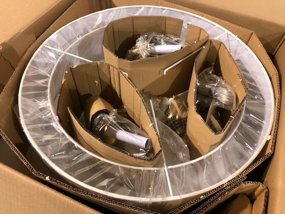 Progress Lighting 5-Light Brushed Bronze White Fabric Shade Chandelier - Image 2 of 3